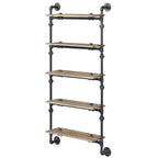 Étagère décorative Brantley de 59 po chêne et noir sablé – Acme Furniture : 5 tablettes, cadre en métal, unité de rayonnage ouverte, assemblage sans outils