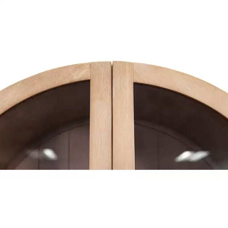 Bibliothèque en bois moderne cintrée de 198 cm, collection Laurel, marron clair - Martin Furniture : Rangement vertical, 3 tiroirs