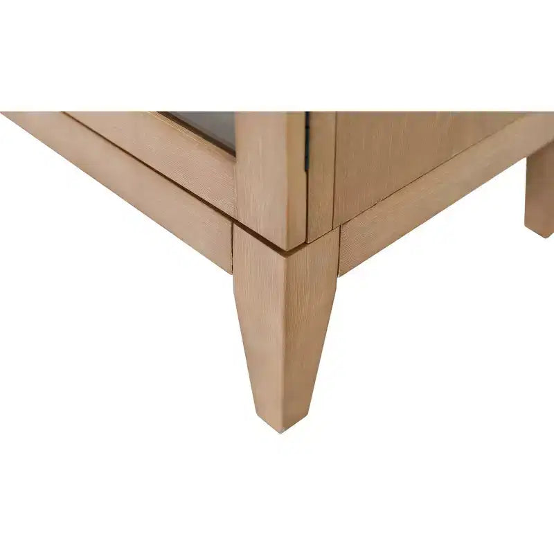 Bibliothèque en bois moderne cintrée de 198 cm, collection Laurel, marron clair - Martin Furniture : Rangement vertical, 3 tiroirs