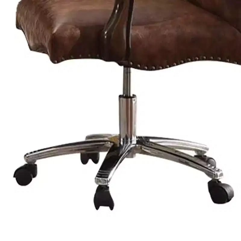Chaise de Bureau Active Versailles 27" Bicolore Similicuir Marron Clair et Chêne Cerisier - Acme Furniture : Similicuir, Cadre Métallique, Montage sans Outils