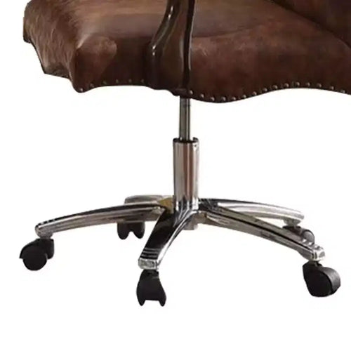 Chaise de Bureau Active Versailles 27" Bicolore Similicuir Marron Clair et Chêne Cerisier - Acme Furniture : Similicuir, Cadre Métallique, Montage sans Outils