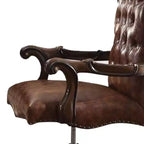 Chaise de Bureau Active Versailles 27" Bicolore Similicuir Marron Clair et Chêne Cerisier - Acme Furniture : Similicuir, Cadre Métallique, Montage sans Outils