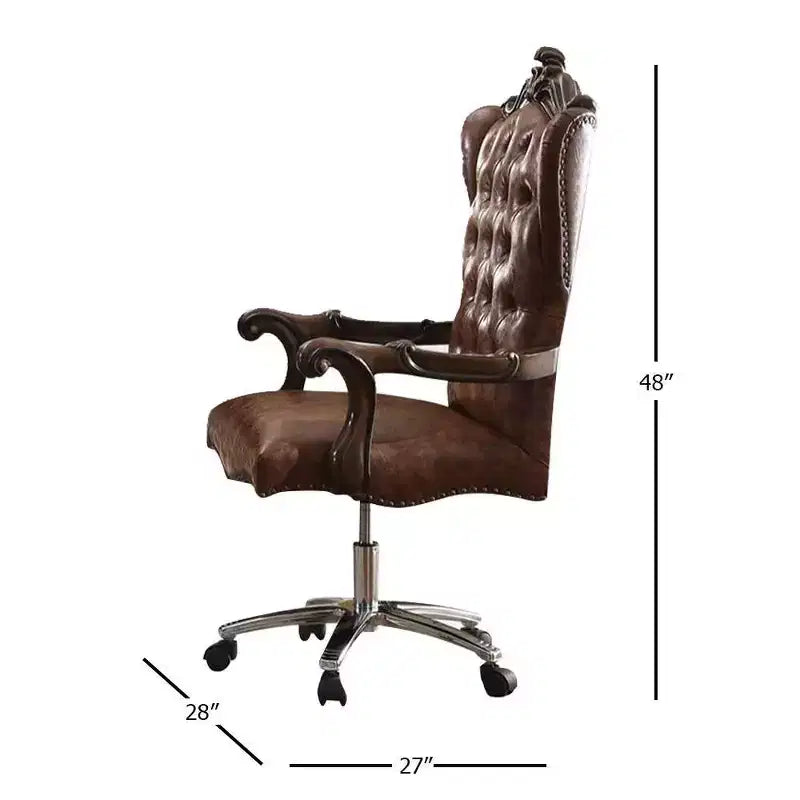 Chaise de Bureau Active Versailles 27" Bicolore Similicuir Marron Clair et Chêne Cerisier - Acme Furniture : Similicuir, Cadre Métallique, Montage sans Outils