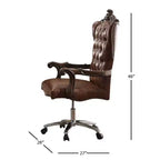 Chaise de Bureau Active Versailles 27" Bicolore Similicuir Marron Clair et Chêne Cerisier - Acme Furniture : Similicuir, Cadre Métallique, Montage sans Outils