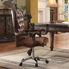 Chaise de Bureau Active Versailles 27" Bicolore Similicuir Marron Clair et Chêne Cerisier - Acme Furniture : Similicuir, Cadre Métallique, Montage sans Outils