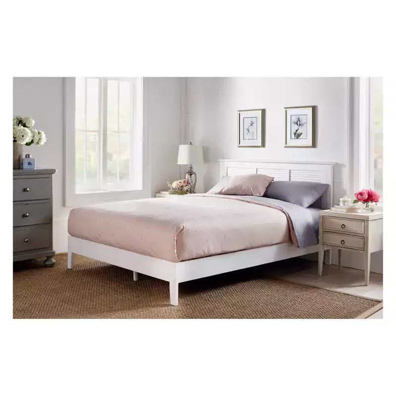 Buylateral lit plateforme Queen Transitional Emerie blanc