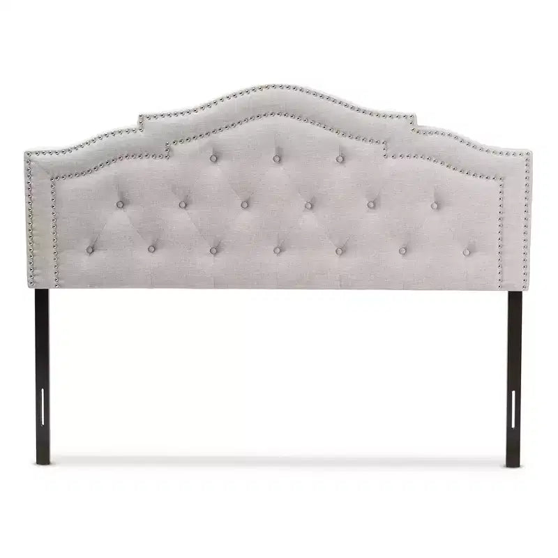 Baxton Studio Queen Edith Tête de lit moderne en tissu beige : Revêtement en polyester, cadre en bois composite