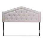 Baxton Studio Queen Edith Tête de lit moderne en tissu beige : Revêtement en polyester, cadre en bois composite