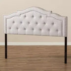 Baxton Studio Queen Edith Tête de lit moderne en tissu beige : Revêtement en polyester, cadre en bois composite
