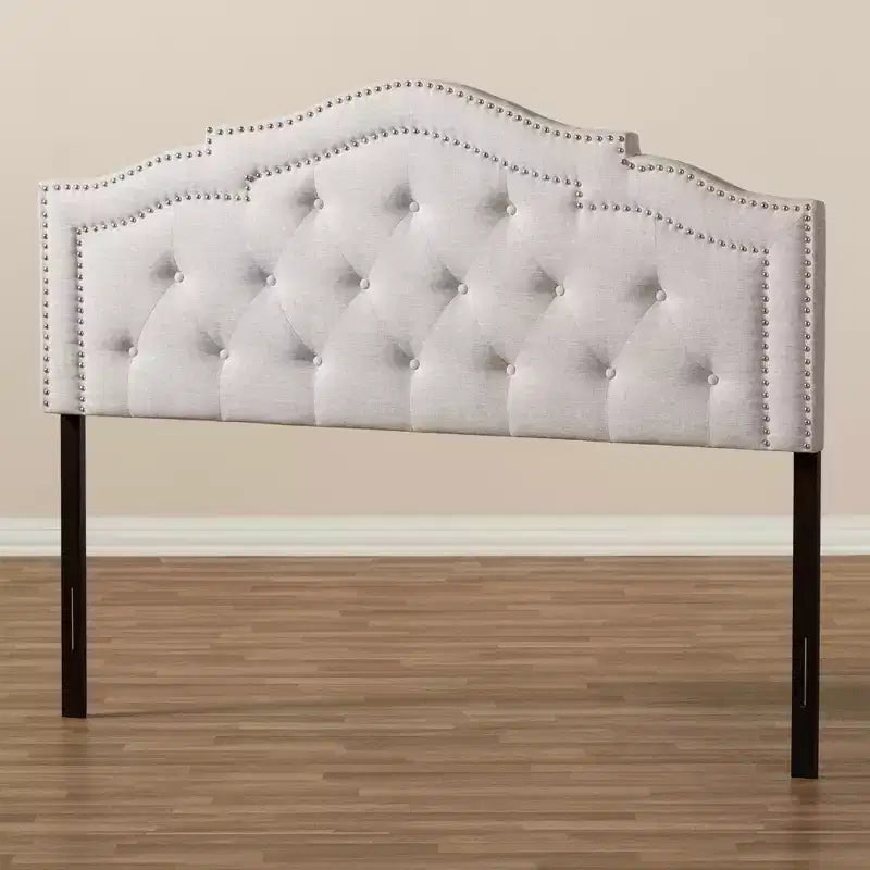 Baxton Studio Queen Edith Tête de lit moderne en tissu beige : Revêtement en polyester, cadre en bois composite
