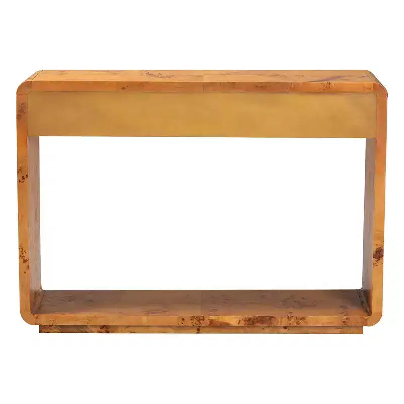 bali & pari Netra Real Burl Wood Console Table Light Mappa Burl