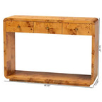 bali & pari Table console Netra en ronce de bois véritable Mappa Burl clair