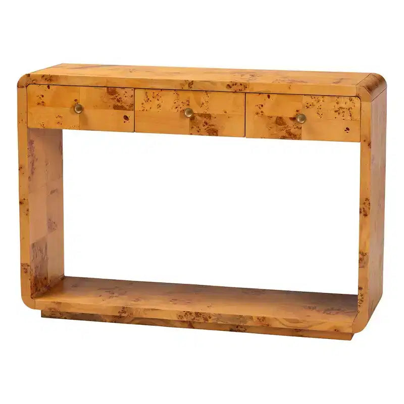 bali & pari Table console Netra en ronce de bois véritable Mappa Burl clair
