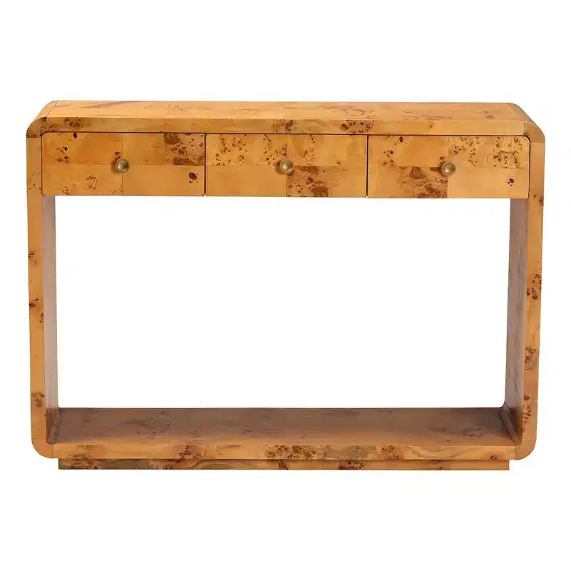 bali & pari Table console Netra en ronce de bois véritable Mappa Burl clair