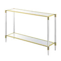 Breighton Home Royal Crest 2 Tier Acrylic Glass Console Table Gold/Glass: Chic Entryway Furniture, 12" Depth