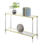 Console en verre acrylique Breighton Home Royal Crest à 2 niveaux, doré/verre : meuble d'entrée chic, profondeur 30,5 cm
