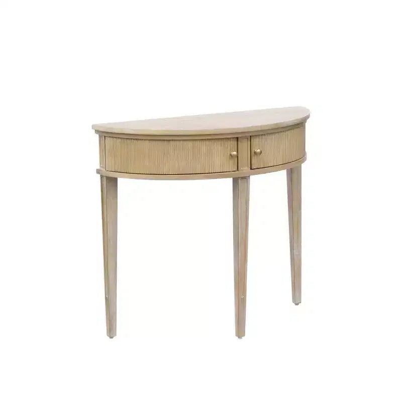 Console de rangement Crestview en blé recyclé - Martha Stewart : Design demi-lune vintage, élégance pour l'entrée