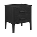Wiley Solid Wood Mid-Century Modern 2 Drawer Side Table Black - Linon: Oak Veneer, Rubberwood Legs, Storage
