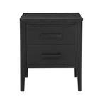 Table d'appoint Wiley Mid-Century Modern en bois massif noir 2 tiroirs - Linon : placage de chêne, pieds en hévéa, rangement