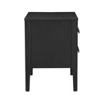 Table d'appoint Wiley Mid-Century Modern en bois massif noir 2 tiroirs - Linon : placage de chêne, pieds en hévéa, rangement