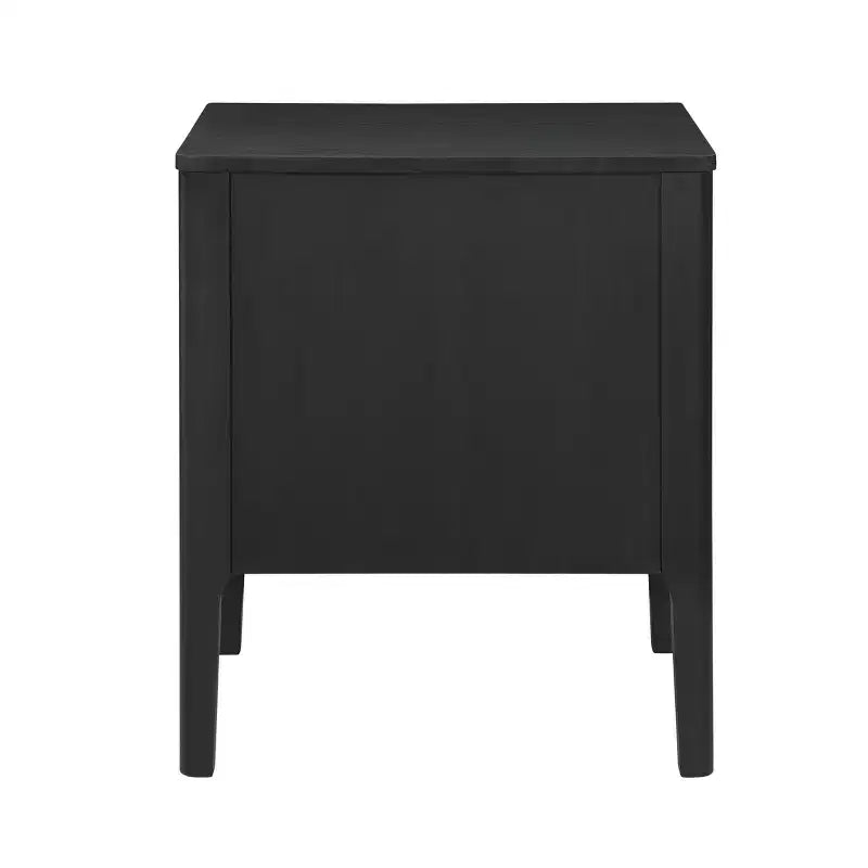 Table d'appoint Wiley Mid-Century Modern en bois massif noir 2 tiroirs - Linon : placage de chêne, pieds en hévéa, rangement