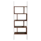 Ascencio Ladder Bookshelf and Display Case White/Walnut - HOMES: Inside + Out: Mid-Century Storage, 5-Tier
