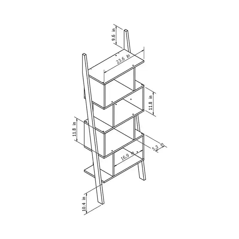 Bibliothèque et vitrine Ascencio Ladder Blanc/Noyer - HOMES: Inside + Out : Rangement du milieu du siècle, 5 niveaux