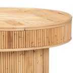 bali & pari Table d'appoint Iryna en rotin naturel miel clair : 17,7" de haut, aucun assemblage, cadre rond en contreplaqué