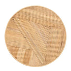 bali & pari Table d'appoint Iryna en rotin naturel miel clair : 17,7" de haut, aucun assemblage, cadre rond en contreplaqué