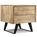 WyndenHall Mitchell Side Table Natural: Mango Wood, Modern Industrial Design, Metal Hardware, Storage Drawer