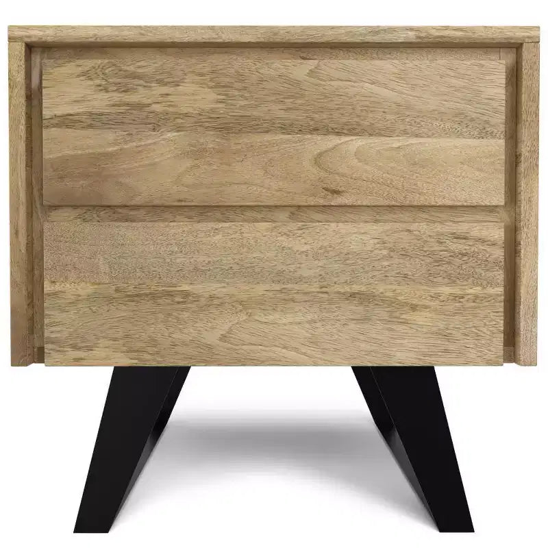 Table d'appoint WyndenHall Mitchell Naturel : Bois de manguier, design industriel moderne, quincaillerie métallique, tiroir de rangement
