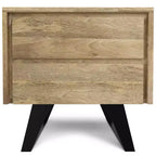 Table d'appoint WyndenHall Mitchell Naturel : Bois de manguier, design industriel moderne, quincaillerie métallique, tiroir de rangement