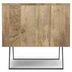 Table d'appoint WyndenHall Mitchell Naturel : Bois de manguier, design industriel moderne, quincaillerie métallique, tiroir de rangement