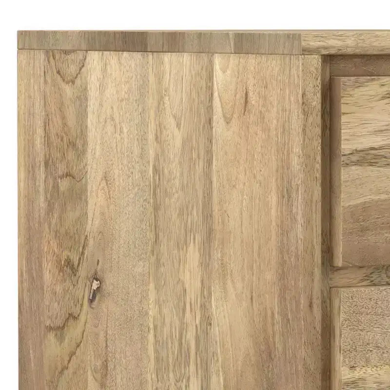 Table d'appoint WyndenHall Mitchell Naturel : Bois de manguier, design industriel moderne, quincaillerie métallique, tiroir de rangement
