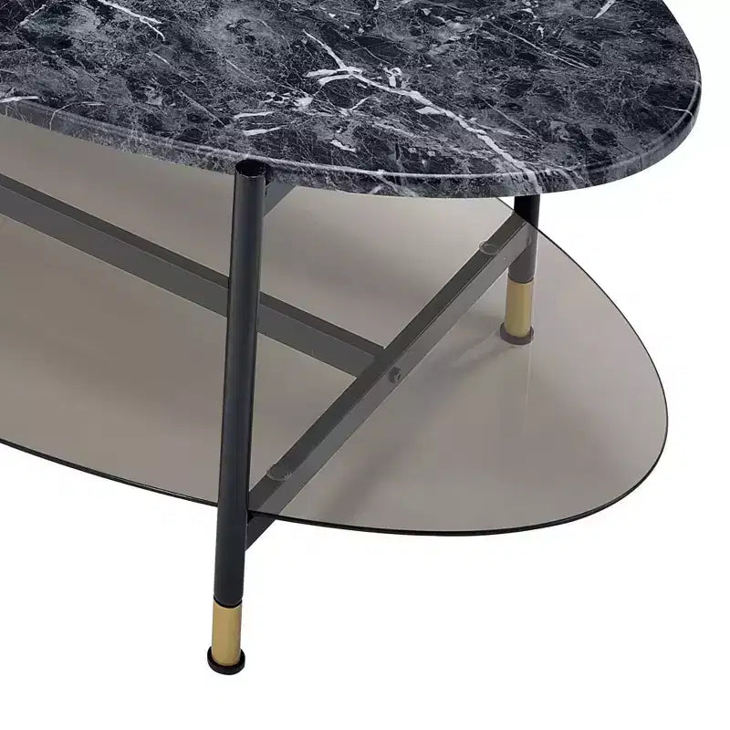 Ensemble de tables d'appoint rondes Acme Furniture Silas 40 po avec étagère : Fini marbre, base en métal