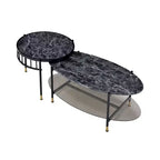 Ensemble de tables d'appoint rondes Acme Furniture Silas 40 po avec étagère : Fini marbre, base en métal