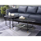 Ensemble de tables d'appoint rondes Acme Furniture Silas 40 po avec étagère : Fini marbre, base en métal