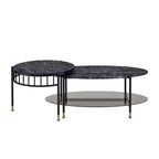 Ensemble de tables d'appoint rondes Acme Furniture Silas 40 po avec étagère : Fini marbre, base en métal