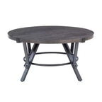 Powell Ensemble de 3 tables basses et d'appoint rondes Galway avec plateau en bois et métal gris anthracite marron charbon de bois : Ensemble de meubles de salon rustiques