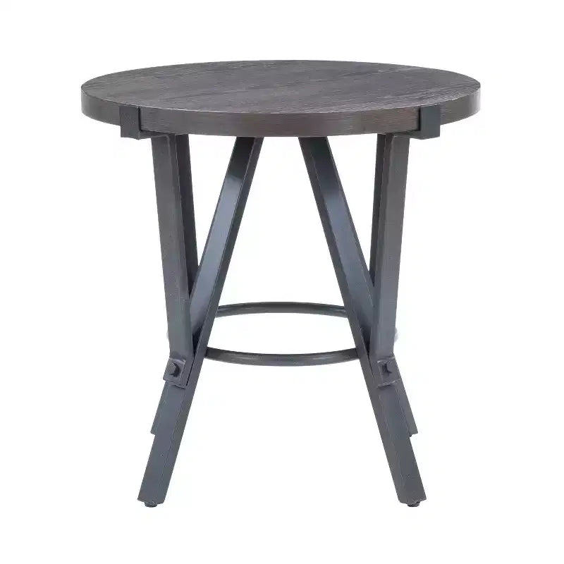 Powell Ensemble de 3 tables basses et d'appoint rondes Galway avec plateau en bois et métal gris anthracite marron charbon de bois : Ensemble de meubles de salon rustiques