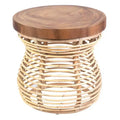 East at Main 22.44" Orinda Side Table with Wood Top Tan: No Assembly, Mango Wood, Rattan Frame