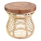 East at Main 22.44" Orinda Side Table with Wood Top Tan: No Assembly, Mango Wood, Rattan Frame