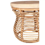 Table d'appoint Orinda avec plateau en bois, 22,44 po, Est sur Main, Beige : Aucun assemblage requis, Bois de manguier, Cadre en rotin