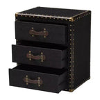Table d'appoint Baxton Studio Mallison Canvas 3 tiroirs Noir/Marron
