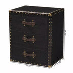 Table d'appoint Baxton Studio Mallison Canvas 3 tiroirs Noir/Marron