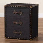 Table d'appoint Baxton Studio Mallison Canvas 3 tiroirs Noir/Marron