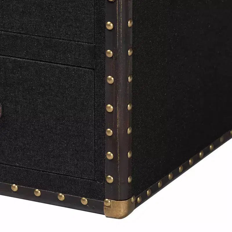 Table d'appoint Baxton Studio Mallison Canvas 3 tiroirs Noir/Marron