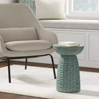 Table d'appoint Willis en bois, finition sarcelle - WyndenHall : Moderne du milieu du siècle, bois de manguier, résistant aux rayures