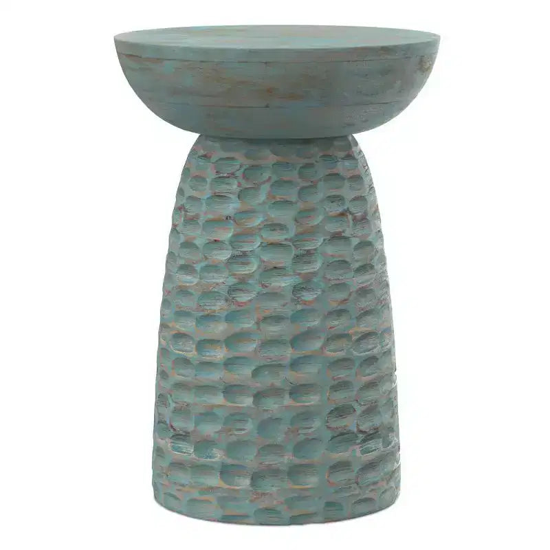 Table d'appoint Willis en bois, finition sarcelle - WyndenHall : Moderne du milieu du siècle, bois de manguier, résistant aux rayures