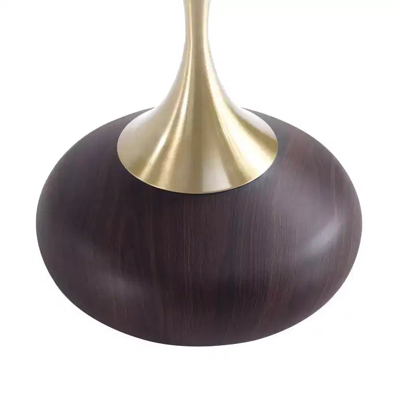 Manhattan Comfort Lot de 2 tables d'appoint Patchin avec base ronde en métal et plateau de table doré en bois marron